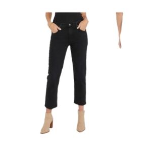 NWT Etica Rae Mid Rise Straight Leg Organic Ankle Black Onxy Jeans Size 28